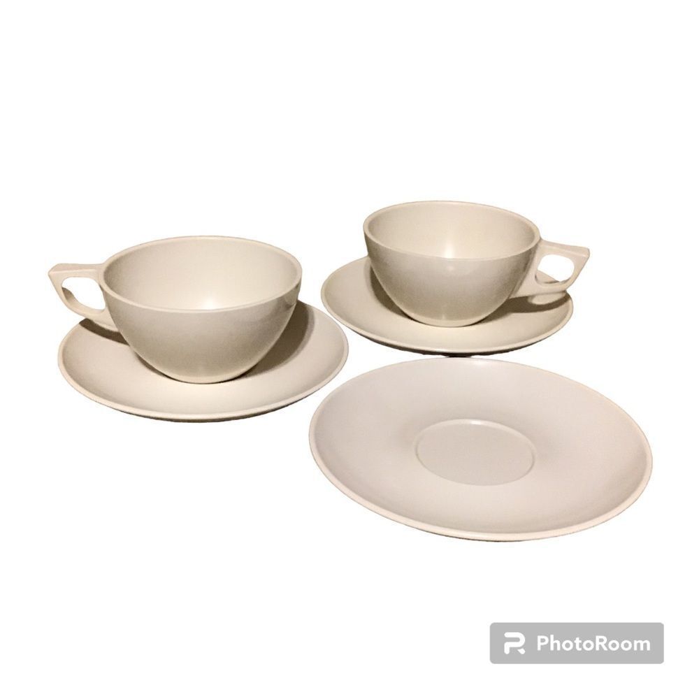 Vintage Stetson Melmac White Cups and Saucers